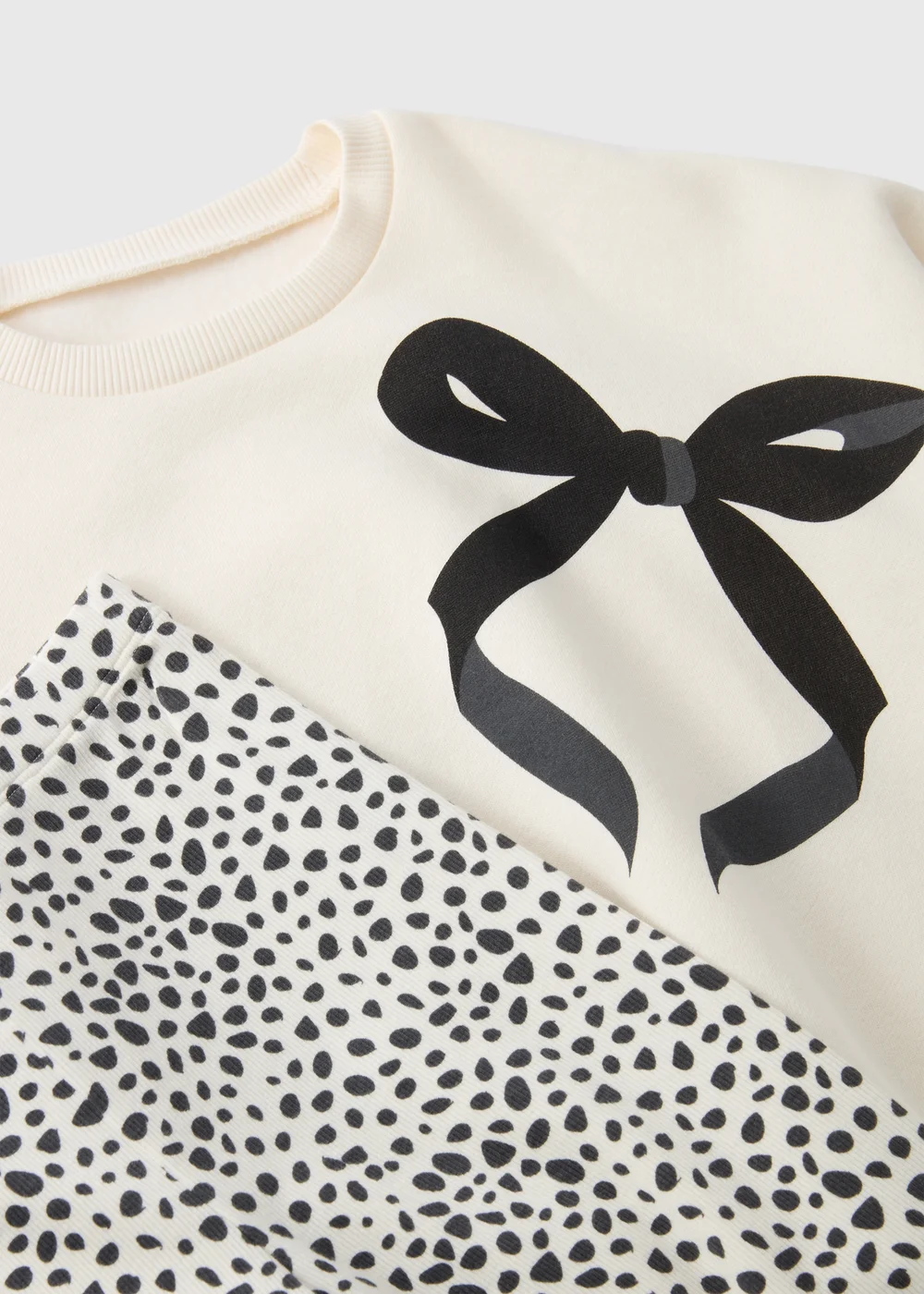 Girls Cream Bow Sweatshirt & Legging Set (1-7yrs) - 1 half year to 2 Image 2