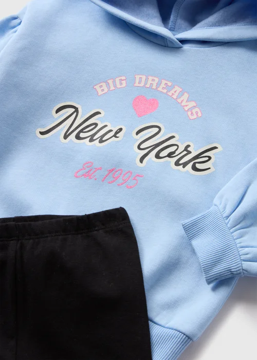 Girls Blue New York Hoodie & Legging Set (1-7yrs) - 1 half year to 2 Image 2