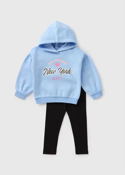 Girls Blue New York Hoodie & Legging Set (1-7yrs) - 1 half year to 2 Image 1