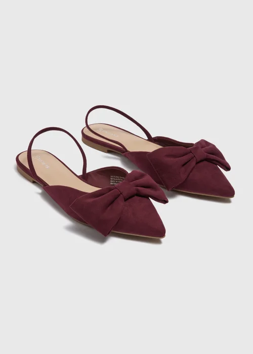 Burgundy Bow Point Slingbacks - Size 3 Image 1