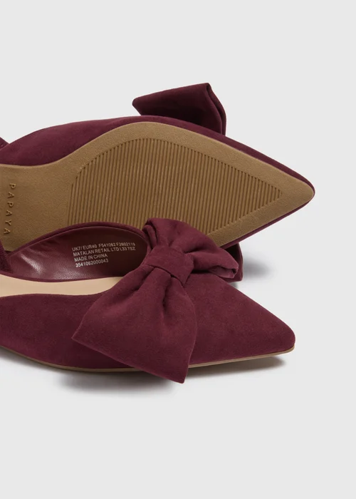 Burgundy Bow Point Slingbacks - Size 3 Image 2