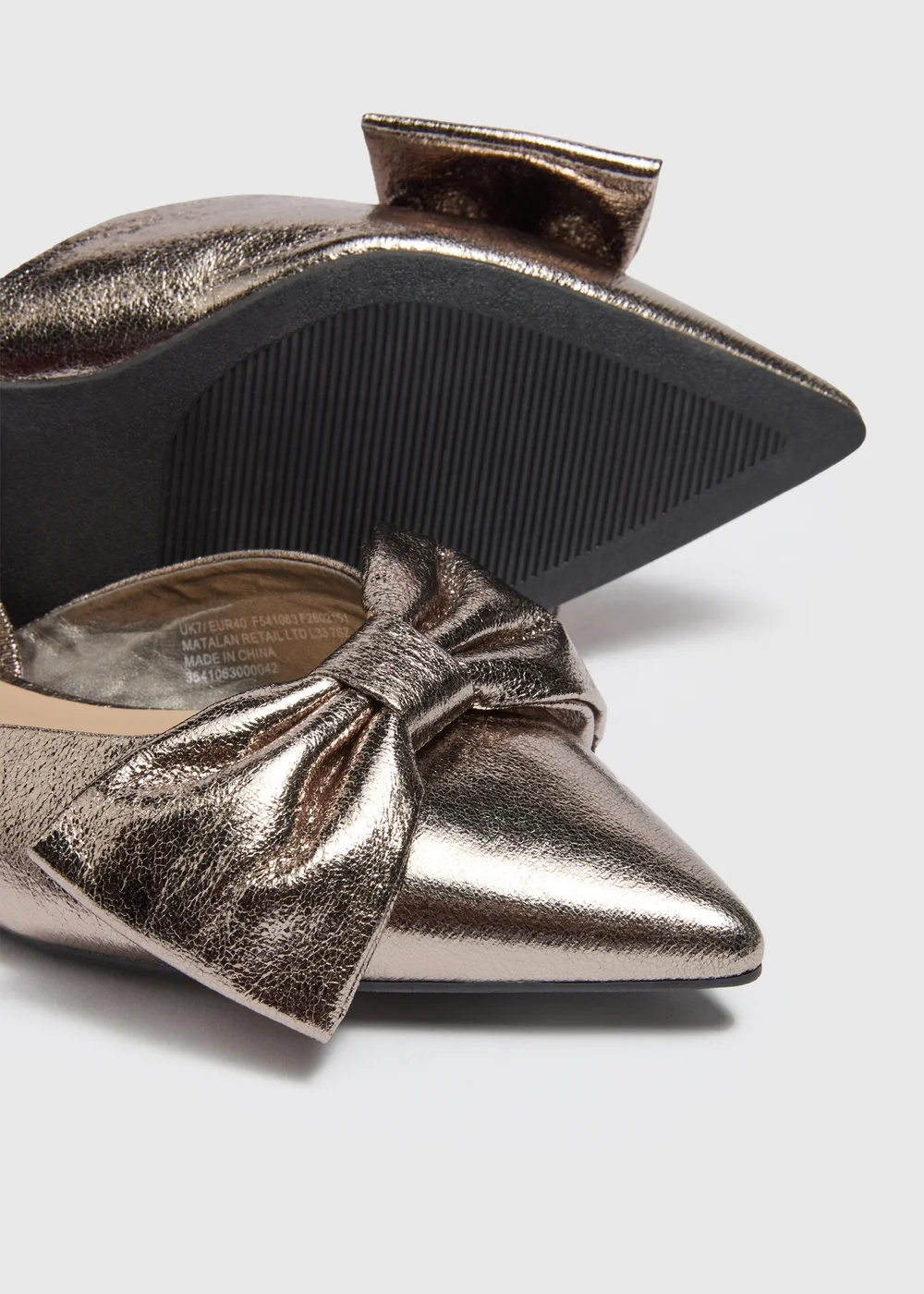 Pewter Bow Point Slingbacks - 3 Image 2