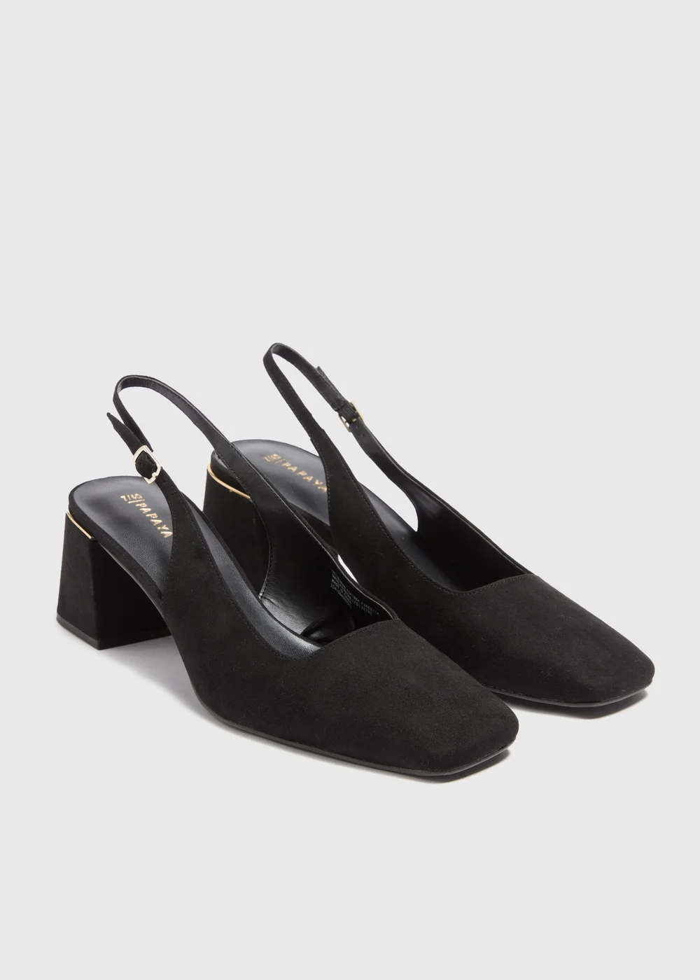 Black Block Sling Back Heels - 6 Image 1