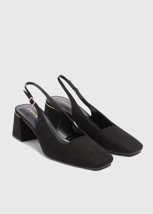 Black Block Sling Back Heels - 6 Image 1