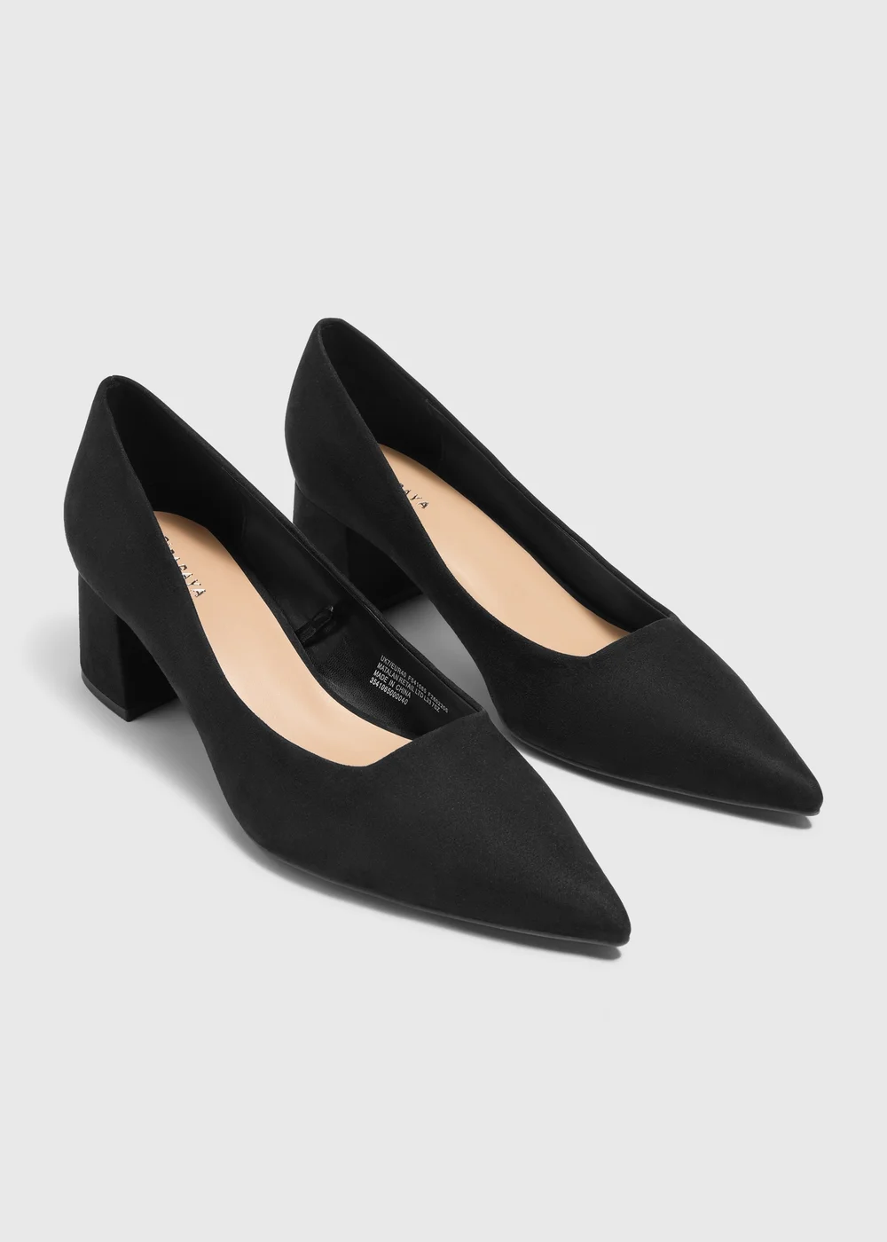 Wide Fit Black Point Block Heels - Size 3 Image 1