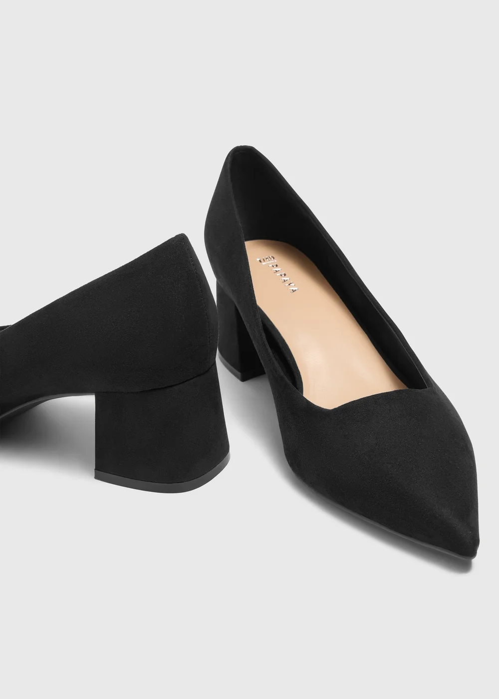 Wide Fit Black Point Block Heels - Size 3 Image 2
