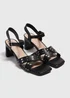 Black Strappy Stud Block Heels - Size 3 Image 1