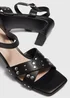 Black Strappy Stud Block Heels - Size 3 Image 2