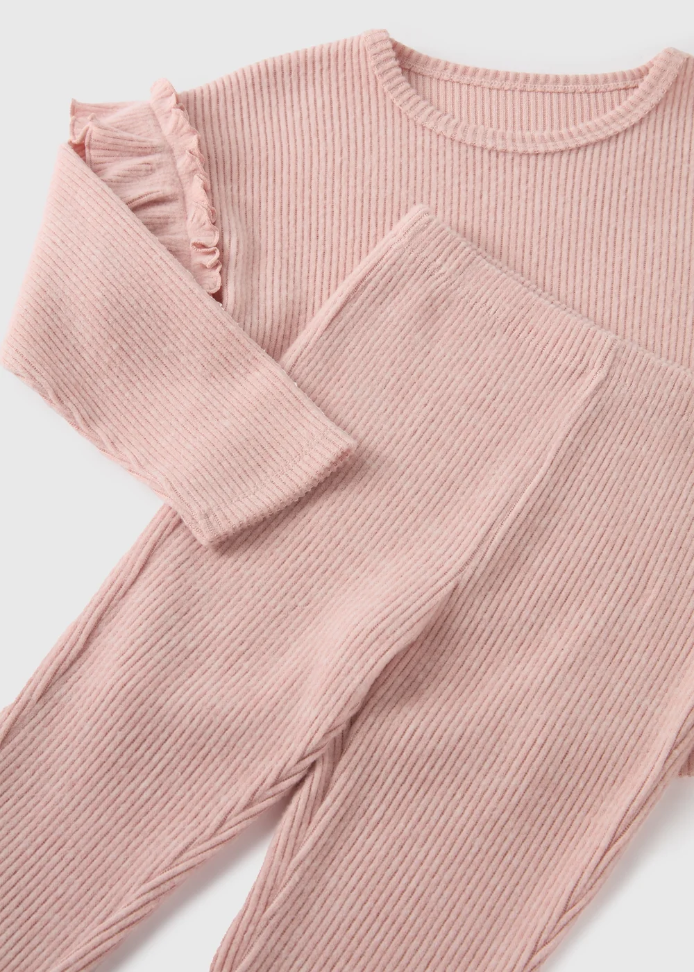 Girls Pink Ribbed Top & Leggings Set (1-7yrs) - 1 half year to 2 Image 2