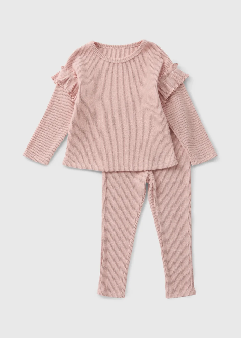 Girls Pink Ribbed Top & Leggings Set (1-7yrs) - 1 half year to 2 Image 1