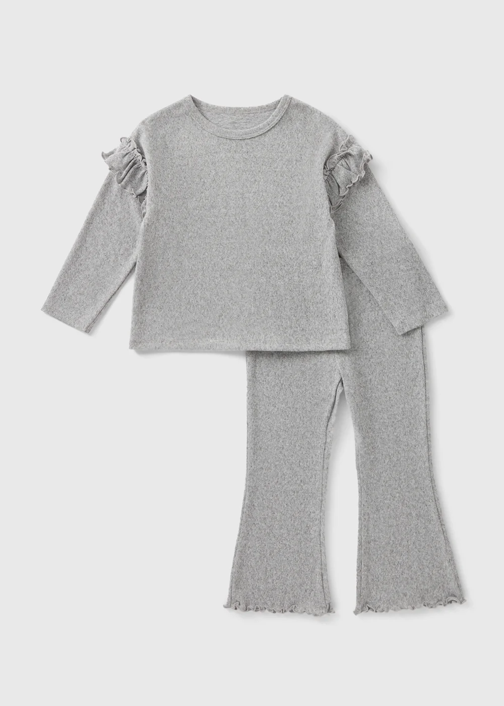 Girls Grey Frill Top & Flared Leggings Set (1-7yrs) - 1 half year to 2 Image 1