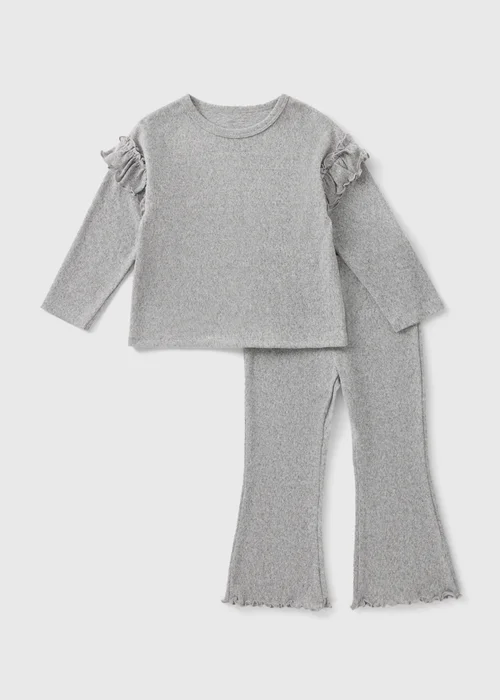 Girls Grey Frill Top & Flared Leggings Set (1-7yrs) - 1 half year to 2 Image 1