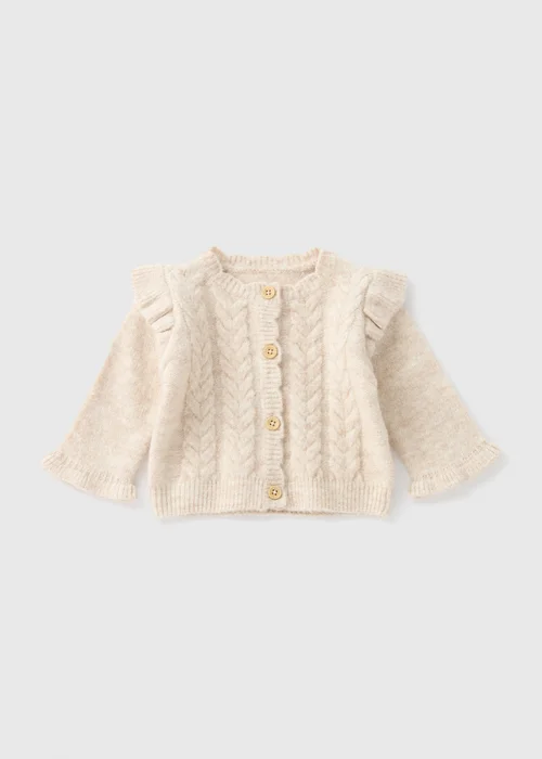 Baby Oatmeal Knitted Cardigan (Newborn-23mths) - 0-3 months Image 1