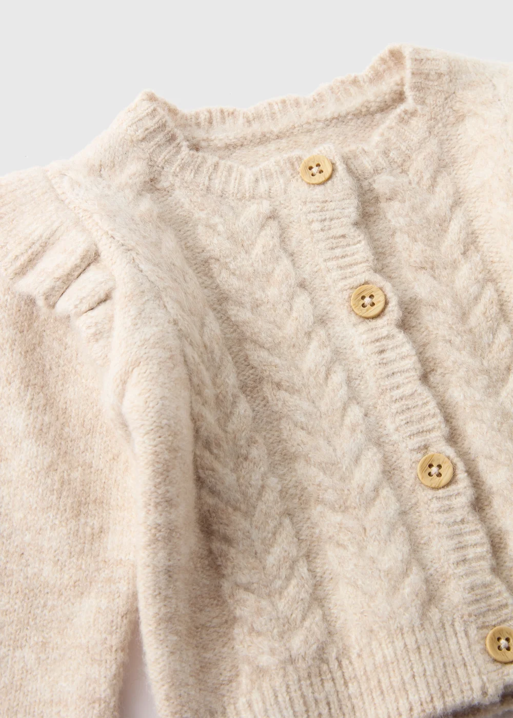 Baby Oatmeal Knitted Cardigan (Newborn-23mths) - 0-3 months Image 2