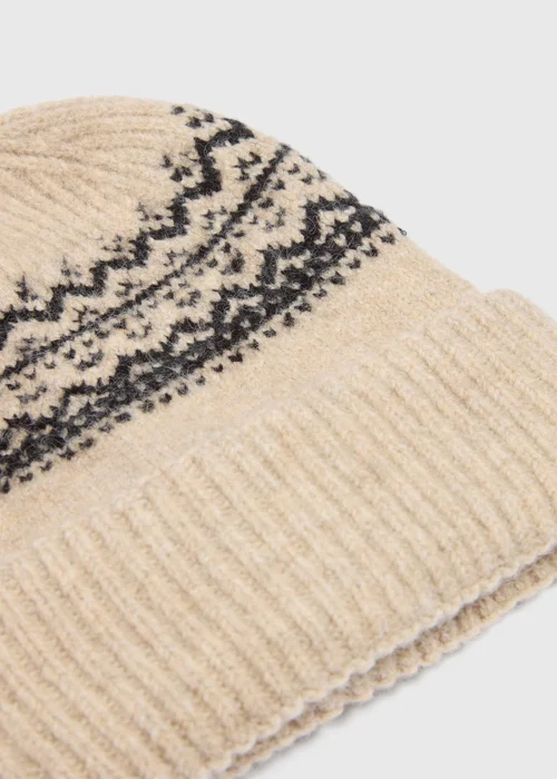 Ecru Fairisle Beanie - One Size Image 2