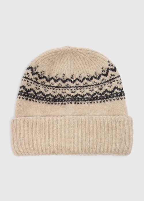 Ecru Fairisle Beanie - One Size Image 1