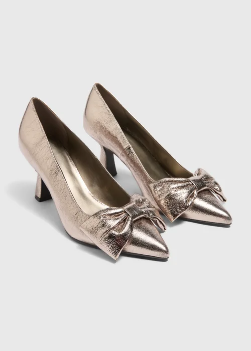 Gold Bow Point Toe Heels - 3 Image 1