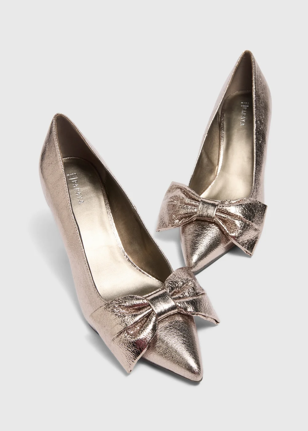Gold Bow Point Toe Heels - 3 Image 2