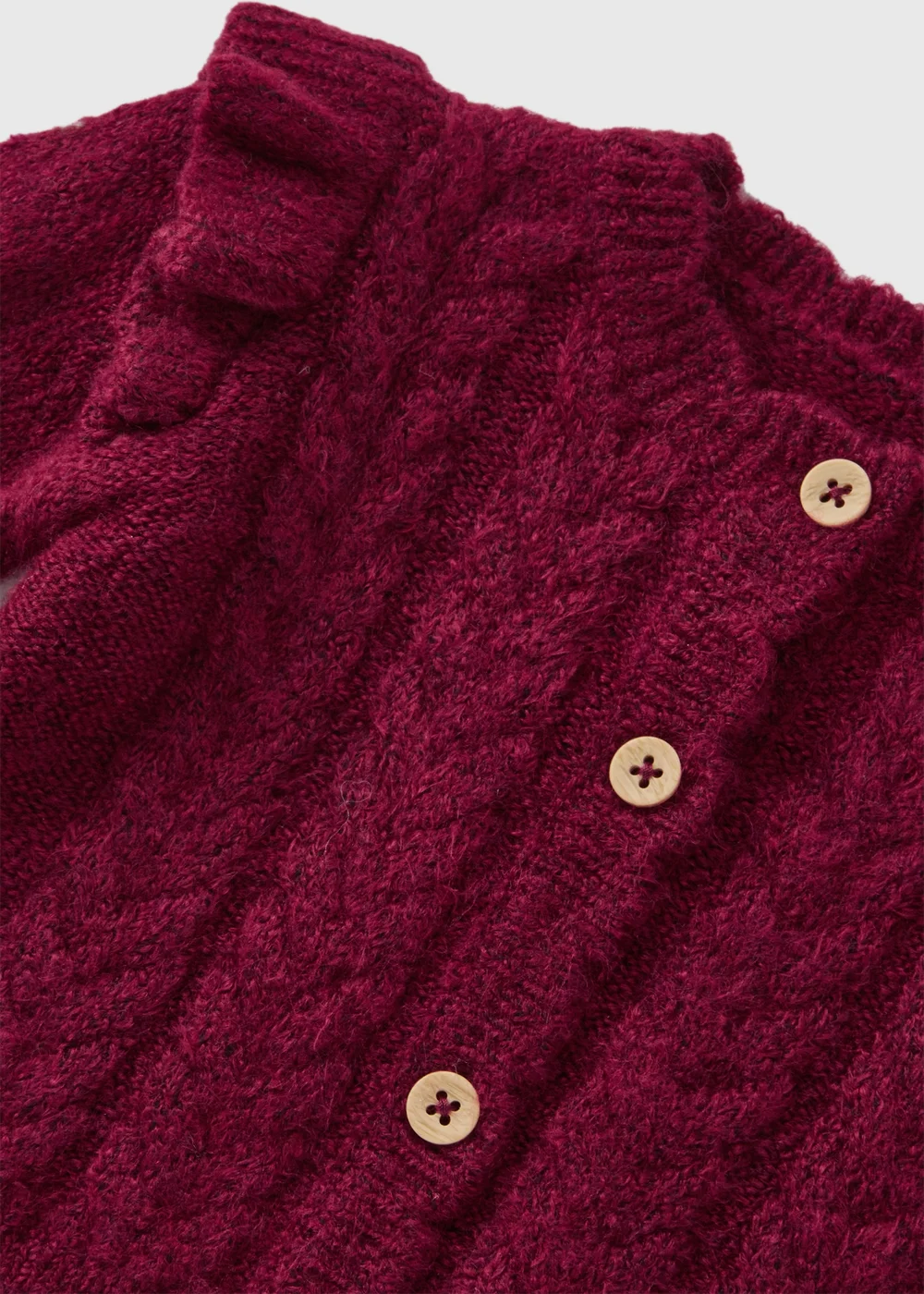Baby Burgundy Knitted Cardigan (Newborn-23mths) - 0-3 months Image 2