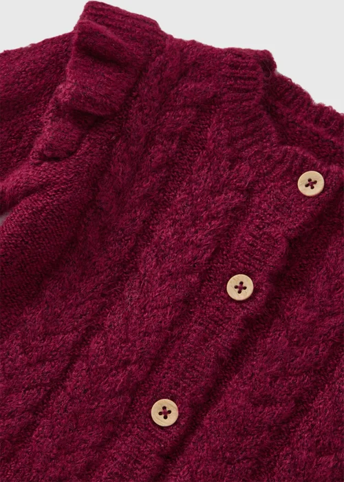 Baby Burgundy Knitted Cardigan (Newborn-23mths) - 0-3 months Image 2