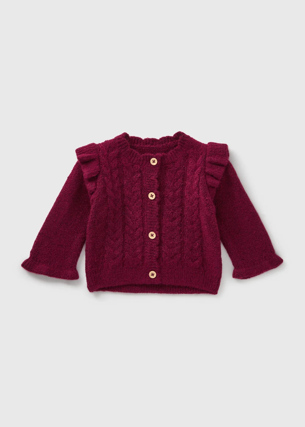 Baby Burgundy Knitted Cardigan (Newborn-23mths) - 0-3 months Image 1