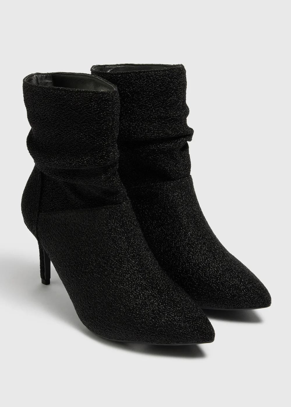 Black Glitter Slouch Wide Fit Boots - Size 3 Image 1