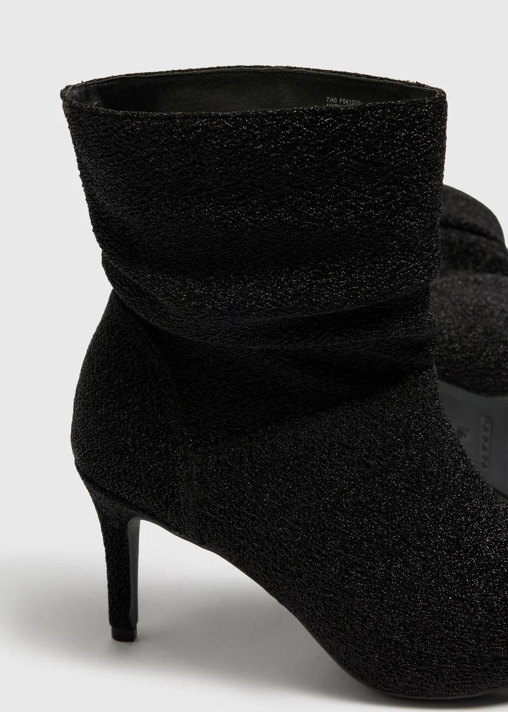 Black Glitter Slouch Wide Fit Boots - Size 3 Image 2