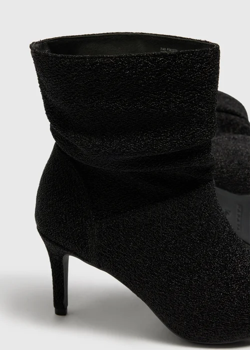 Black Glitter Slouch Wide Fit Boots - Size 3 Image 2