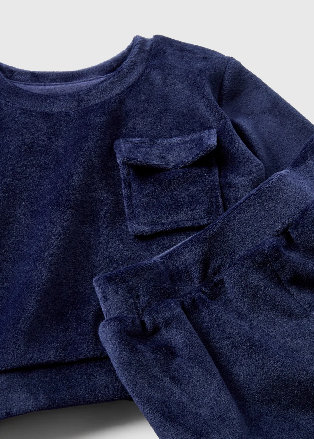 Baby Navy Velour Sweatshirt & Jogging Bottoms Set (Newborn-23mths) - Age 0 - 3 Months Image 2