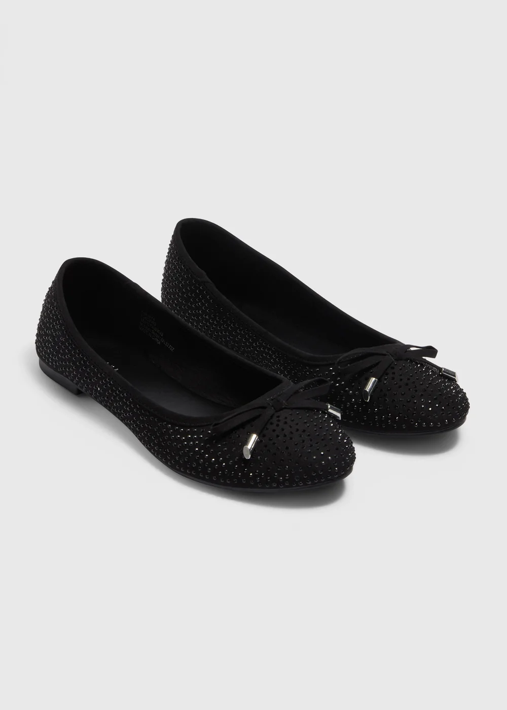 Black Diamante Ballet Flats - Size 3 Image 1