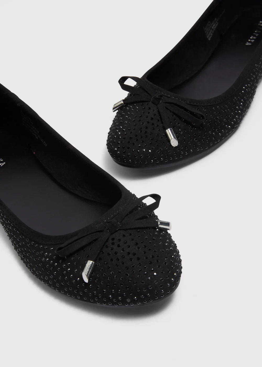 Black Diamante Ballet Flats - Size 3 Image 2