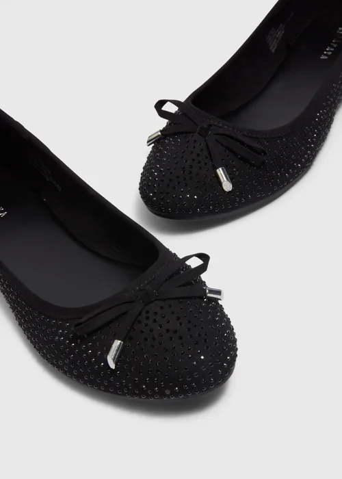 Black Diamante Ballet Flats - Size 3 Image 2