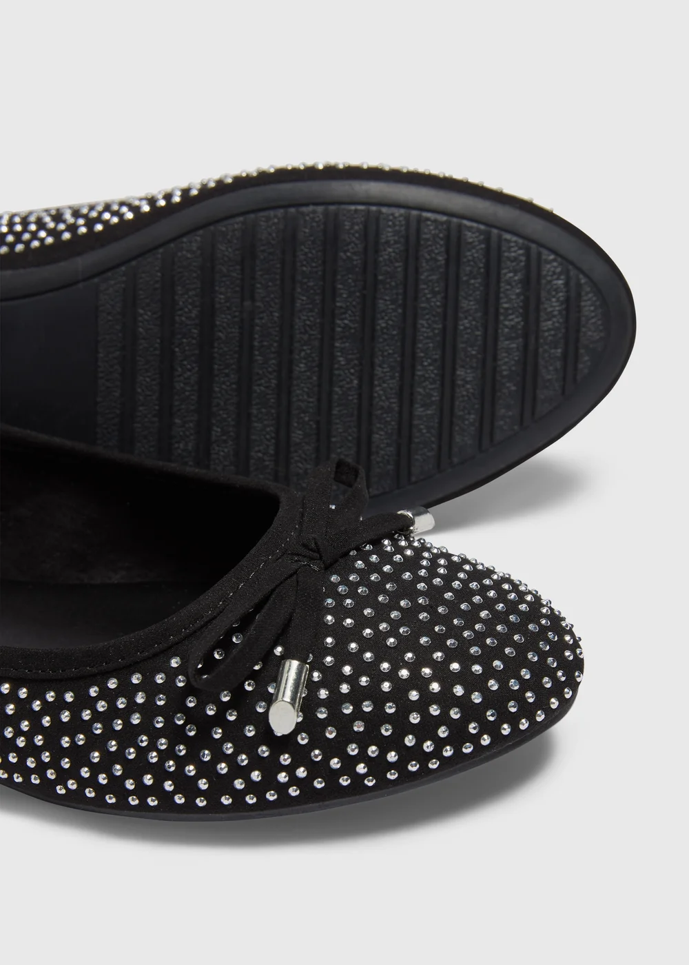 Black Diamante Ballet Flats - Size 3 Image 2
