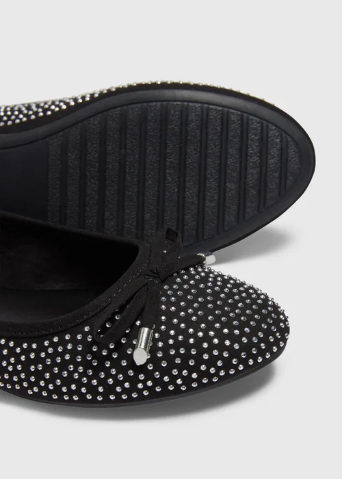 Black Diamante Ballet Flats - Size 3 Image 2
