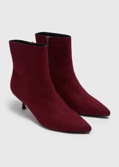 Burgundy Point Low Heel Boots - Size 3 Image 1