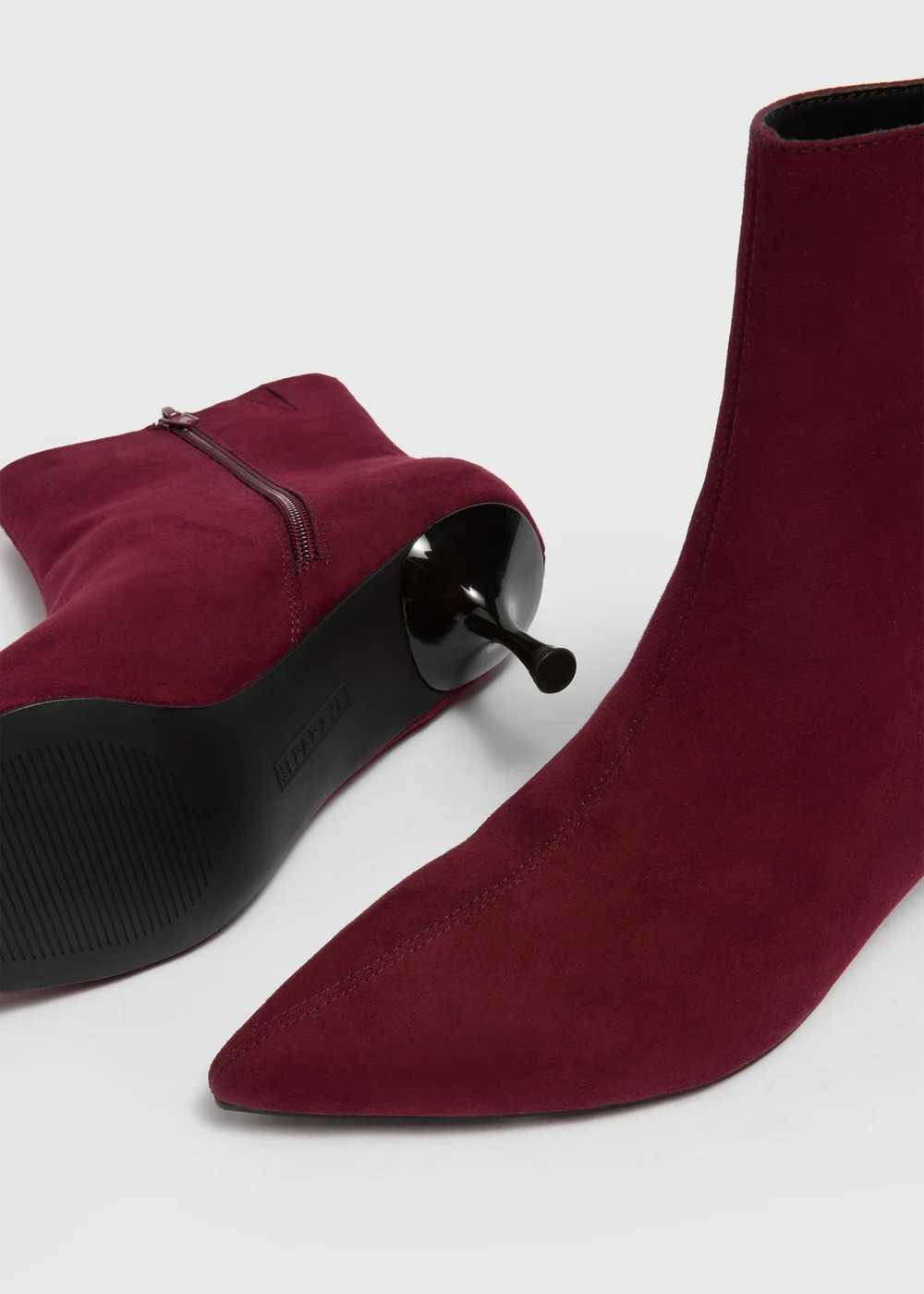 Burgundy Point Low Heel Boots - Size 3 Image 2