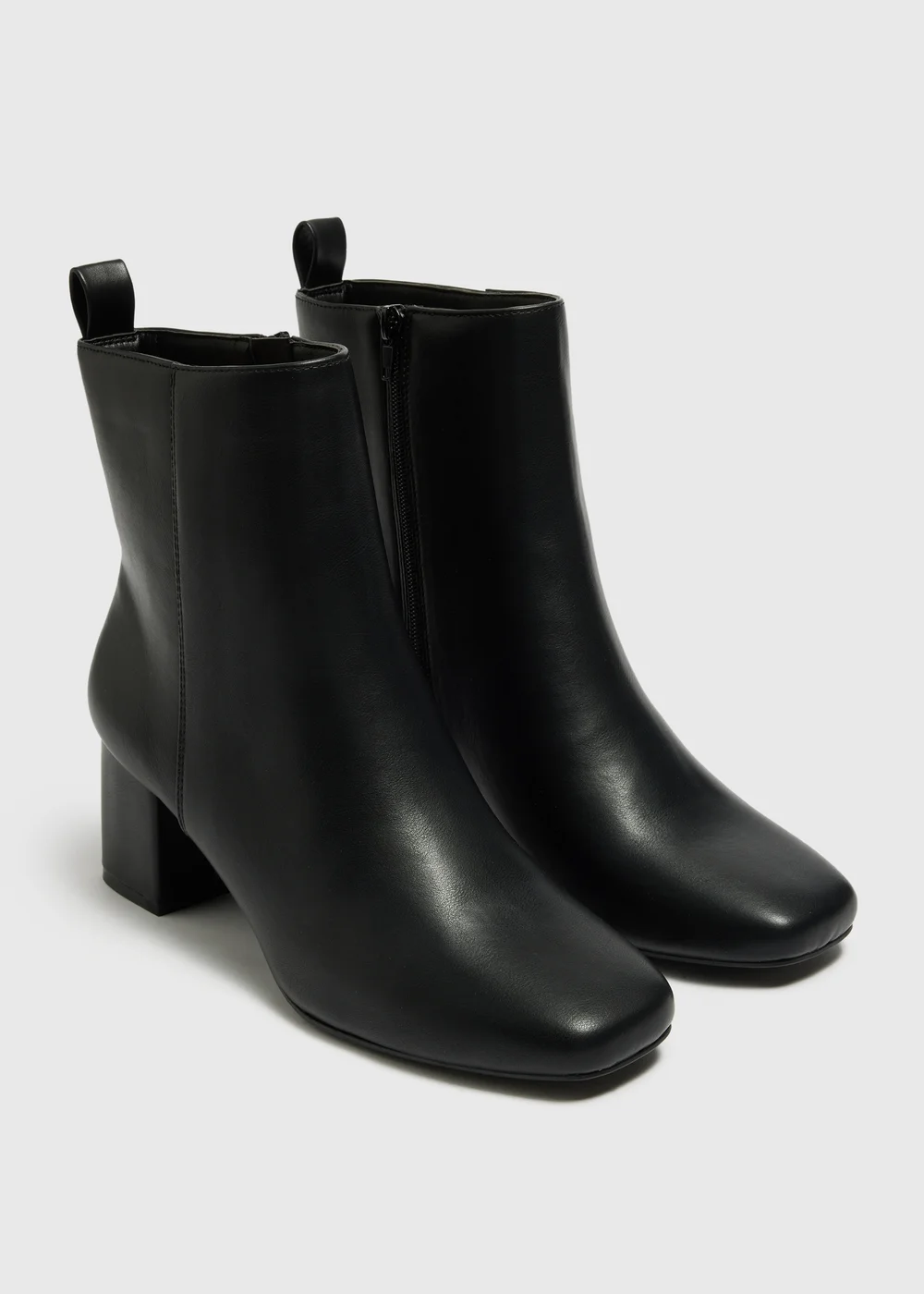 Black Square Toe Block Heel Boots - Size 3 Image 1