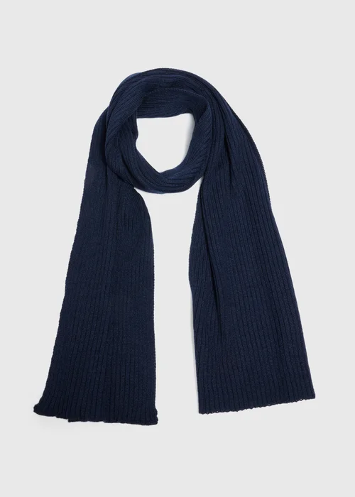 Navy Ribbed Scarf - One Size Image 1