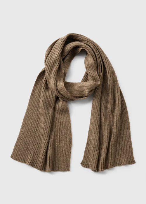 Brown Ribbed Scarf - One Size Image 1