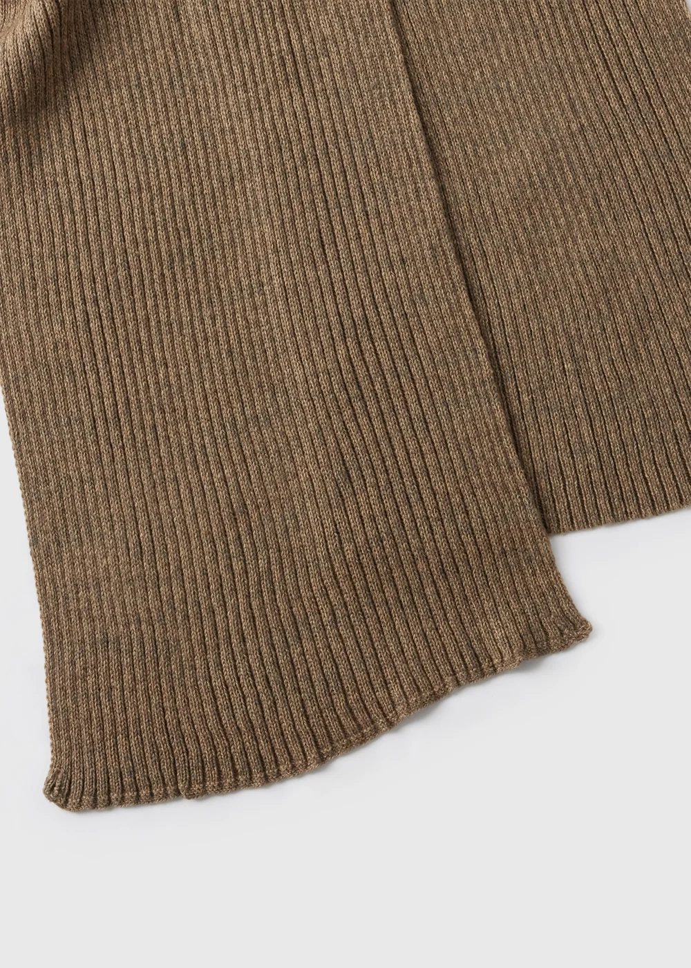Brown Ribbed Scarf - One Size Image 2