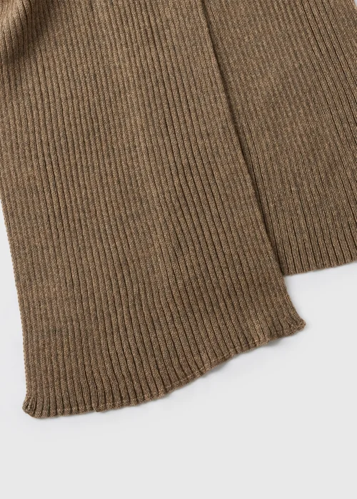 Brown Ribbed Scarf - One Size Image 2