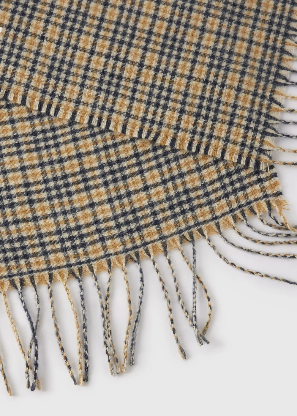 Mustard Check Woven Scarf - One Size Image 2