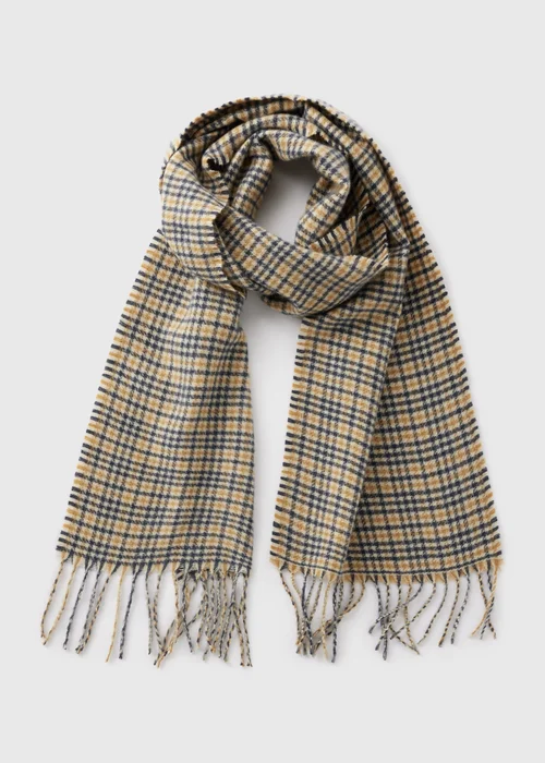 Mustard Check Woven Scarf - One Size Image 1