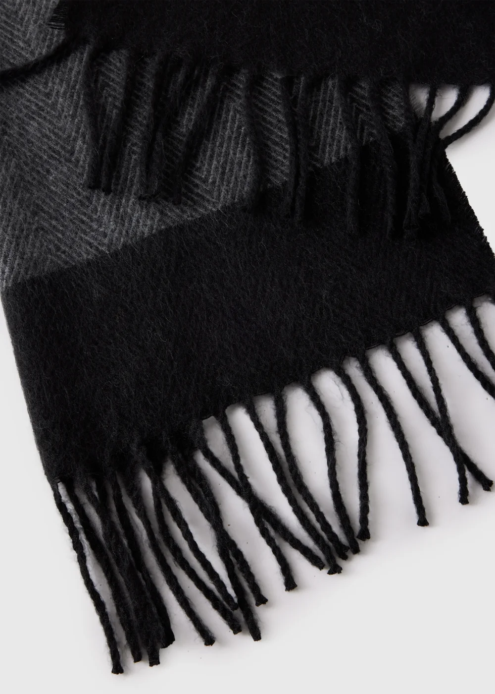 Grey Herringbone Woven Scarf - One Size Image 2