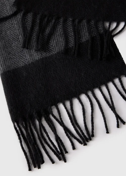 Grey Herringbone Woven Scarf - One Size Image 2