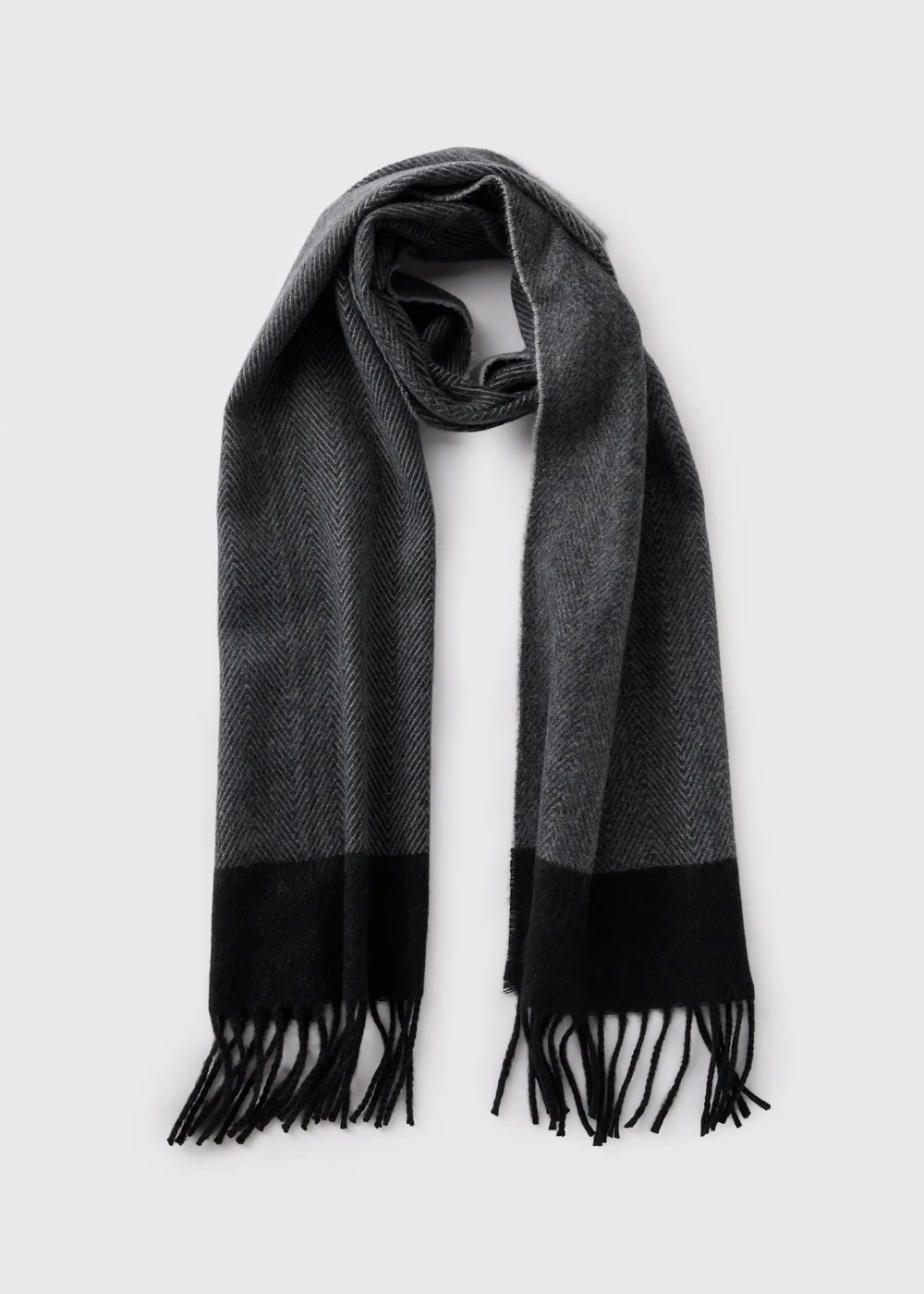 Grey Herringbone Woven Scarf - One Size Image 1