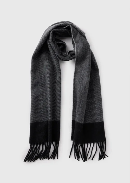 Grey Herringbone Woven Scarf - One Size Image 1