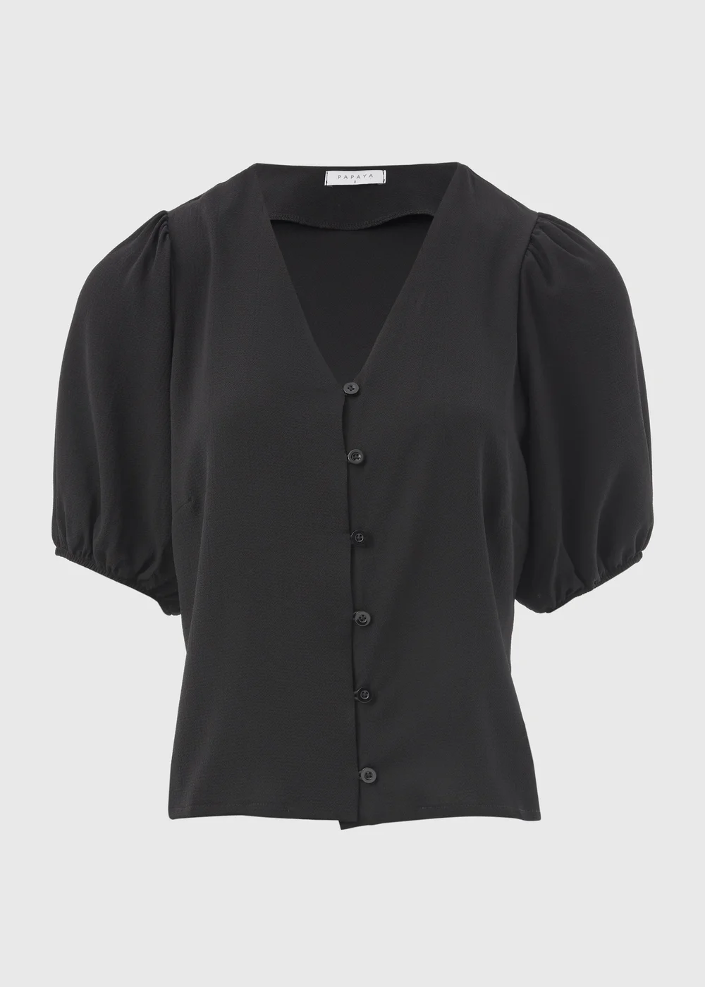 Black V-Neck Button Front Blouse - 8 Image 5