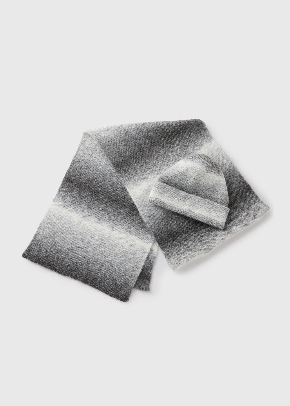Grey Ombre Hat & Scarf Set - One Size Image 1