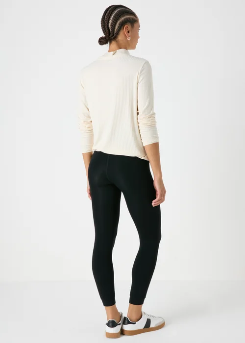 Black Fleece Lined Heavy Weight Leggings - S Image 2